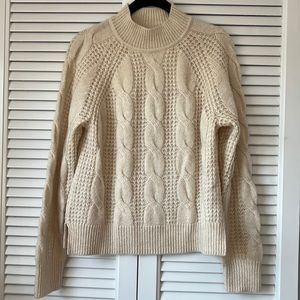 J. Crew Alpaca Cable Knit Mock Neck Sweater